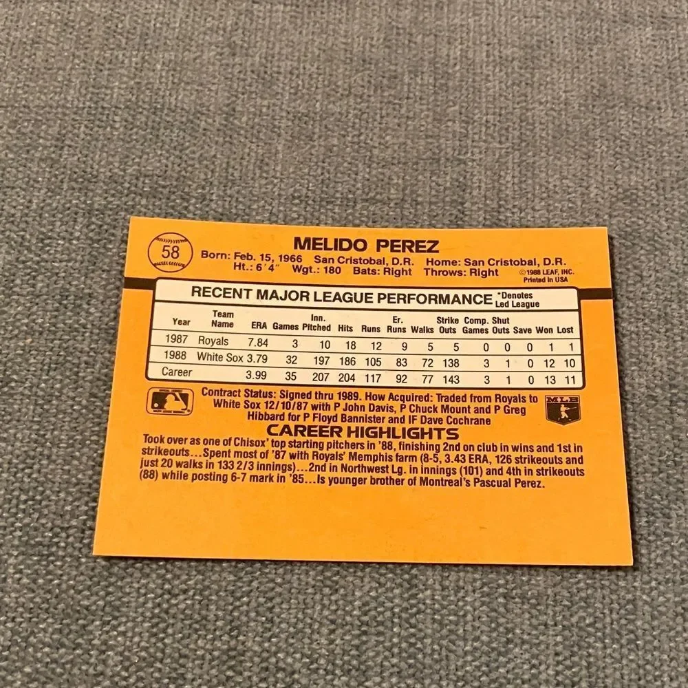 1989 Donruss Chicago White Sox Baseball Card Trading Card